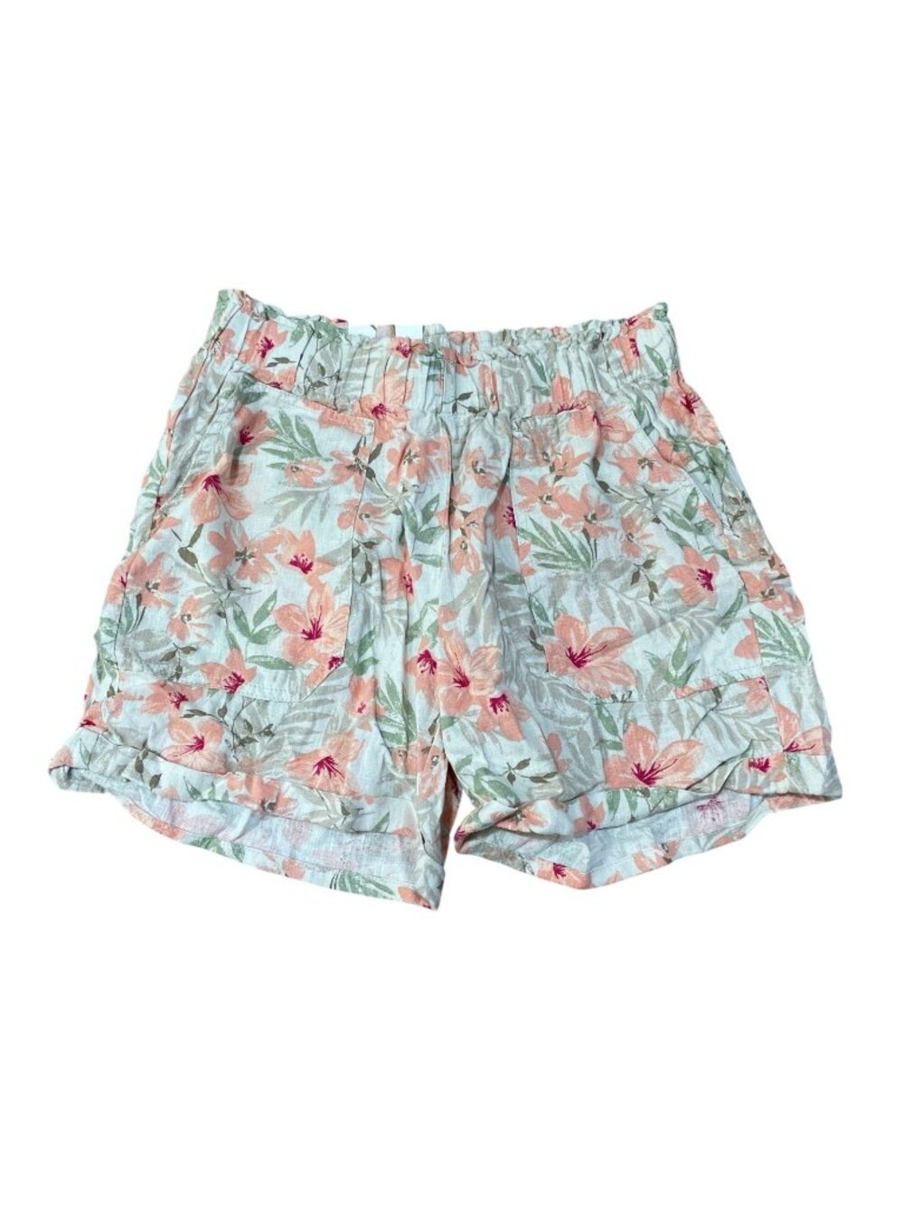 NWT Briggs Women's M Pink Floral Linen Blend Shorts